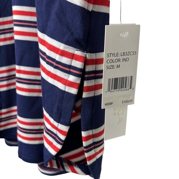 New Women’s La Blanca Sailor Stripe Lace Up V-Neck Tunic Size M - Picture 5 of 11